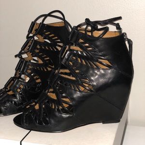 Black wedge sandals
